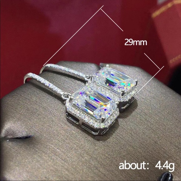 New New Luxury Rectangle 925 Sterling Silver Earrings - Picture 4 of 4